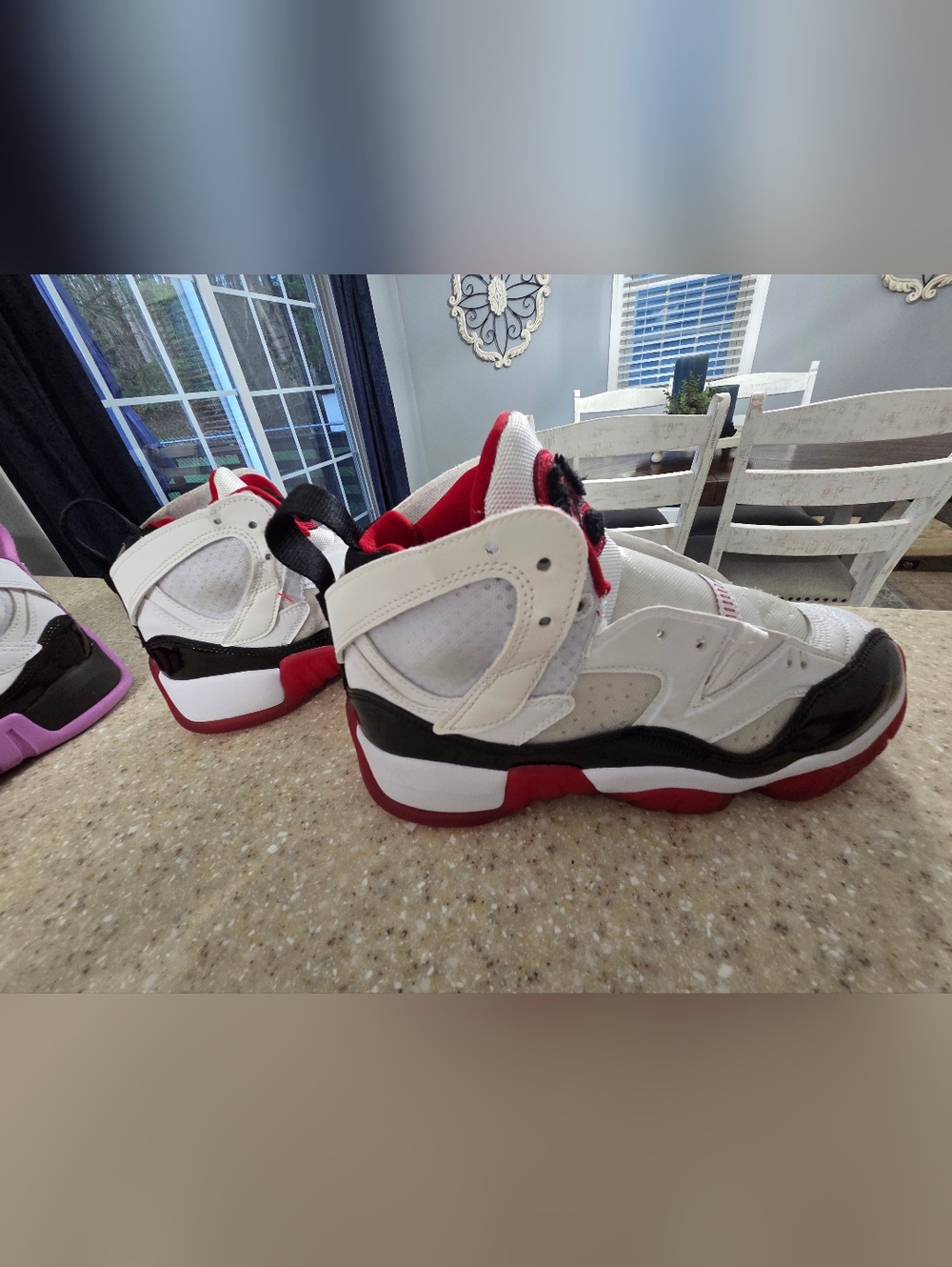 Kids White Red Black High-Top Basketball Shoes